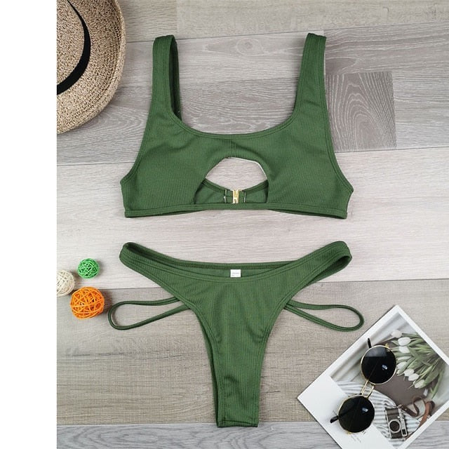 High Cut Hollow Out Micro Swimwear