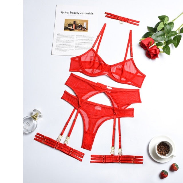 4 Pieces Sexy Erotic Lingerie