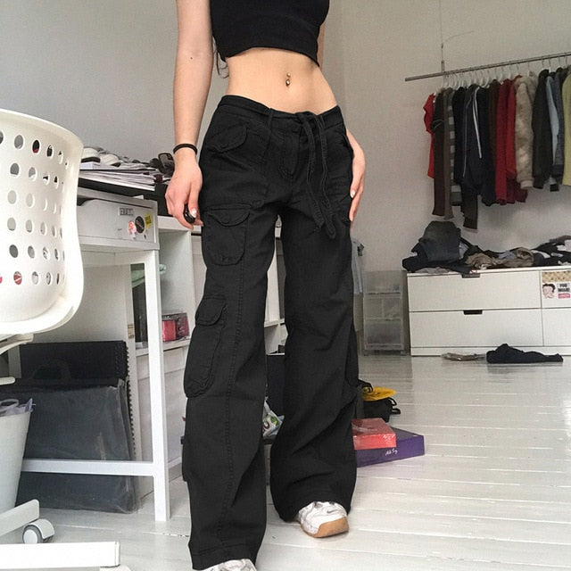 Button Low Waist Women's Denim Pants