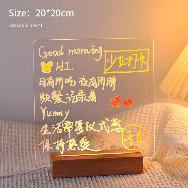 LED Note Board Light With Pen USB Message Board Night Light Creative Acrylic White Lamp For Bedroom Children Girls Friend Gifts