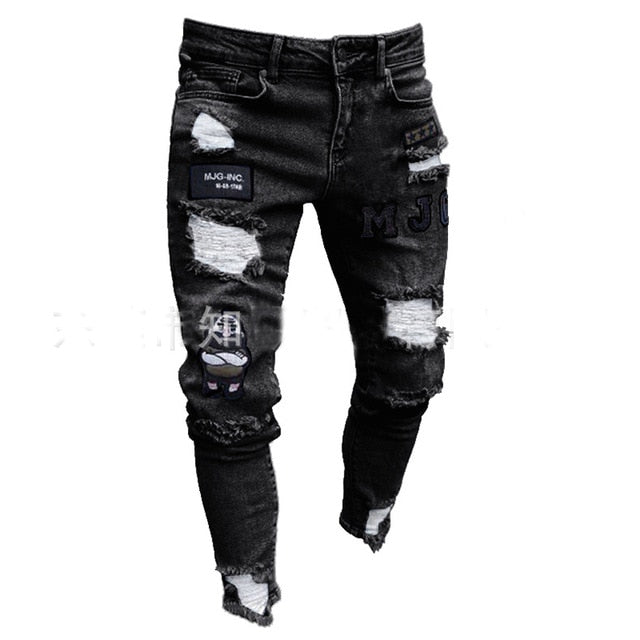 Men Stretchy Ripped Skinny Jeans