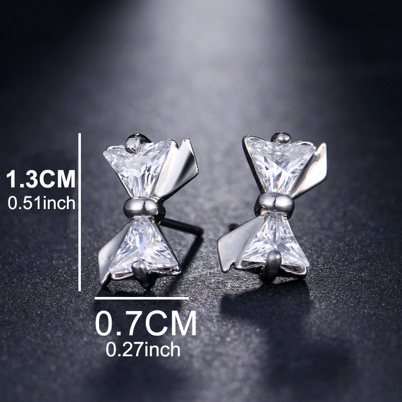 Classic Shining Silver CZ Stud Earrings