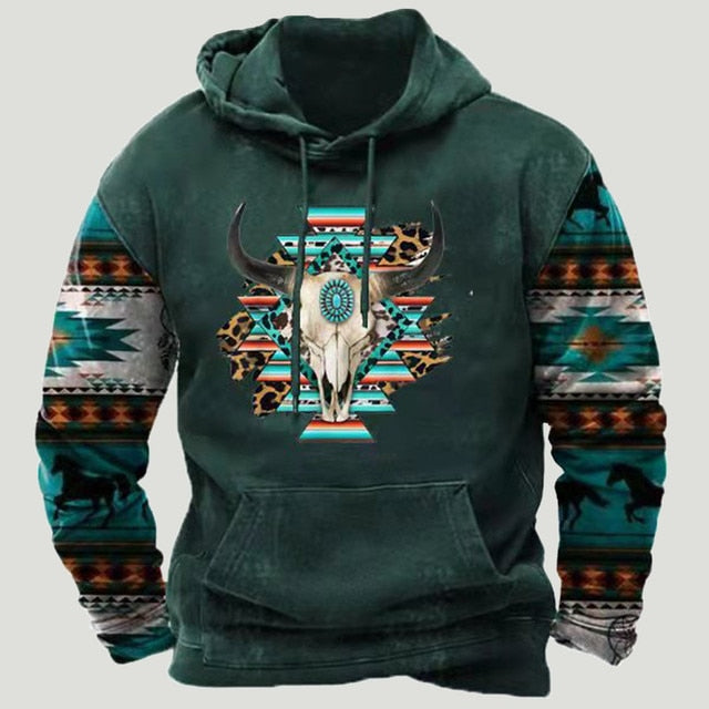 Western Aztec Patchwork Hoodie