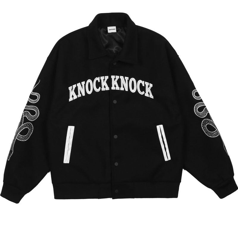 Embroidery Snake Varsity Jacket