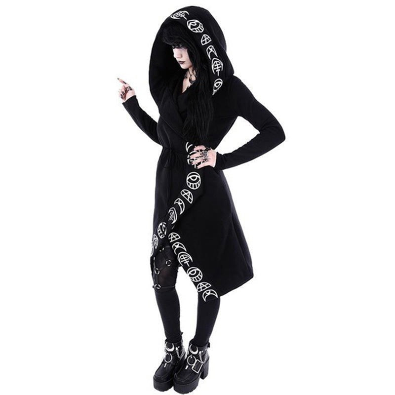 Gothic Punk Black Long Women Hoodies