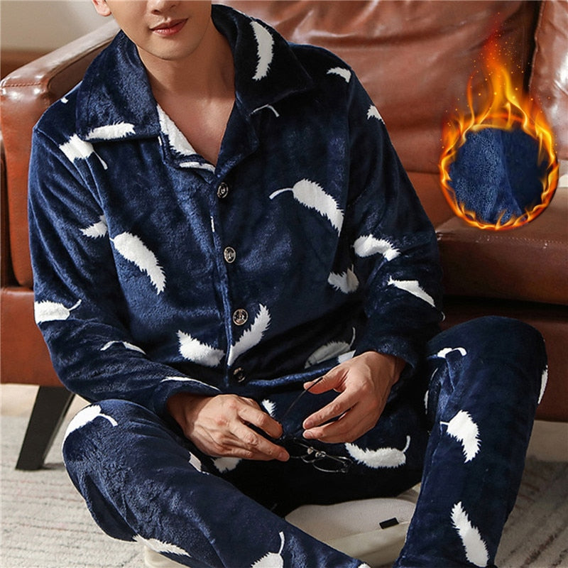 Mens Coral Fleece Sleepwear Pajamas