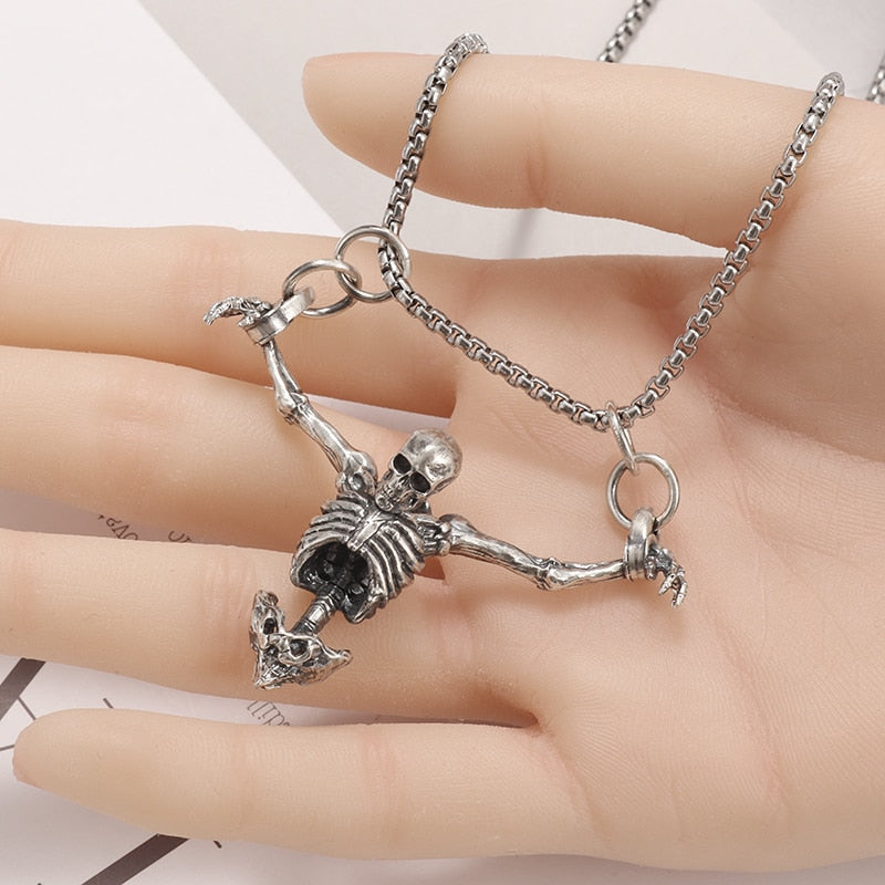 Crucifixion Skull Pendant Necklace