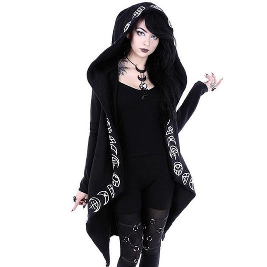 Gothic Punk Black Long Women Hoodies