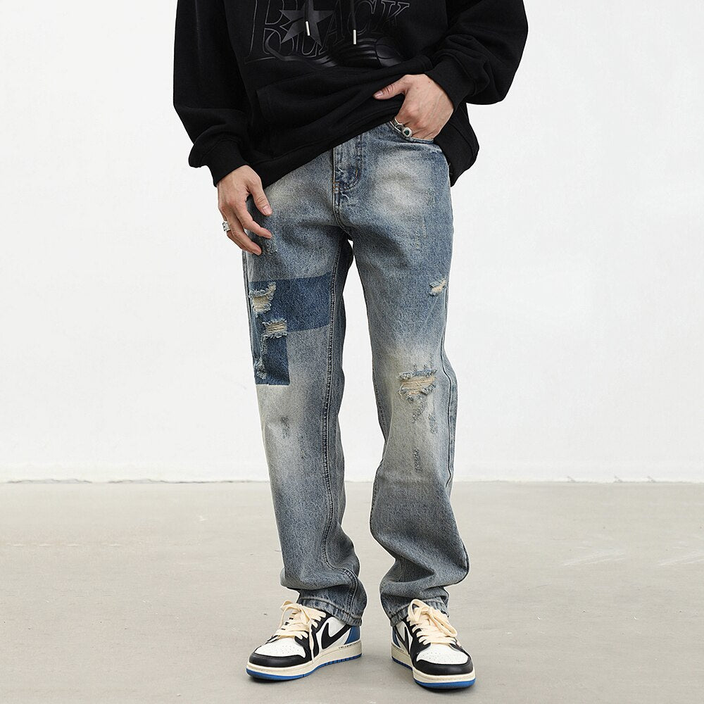 Men's Ripped Retro Loose Jeans