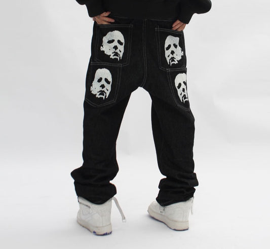 Men's Graphic Print Baggy Jeans