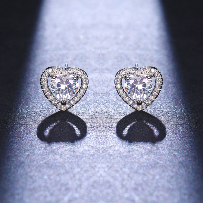 Classic Shining Silver CZ Stud Earrings